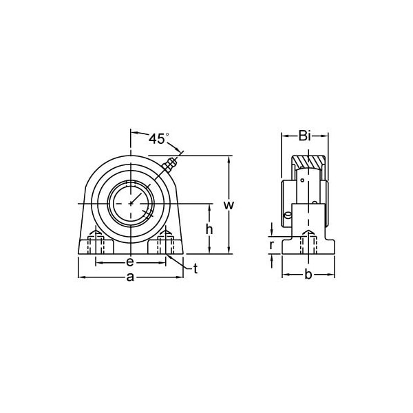 SINGLE ROW BALL BEARING, 1-11/16'' WIDE SET SCREW TAPPED BASE PILLOW BLOCK